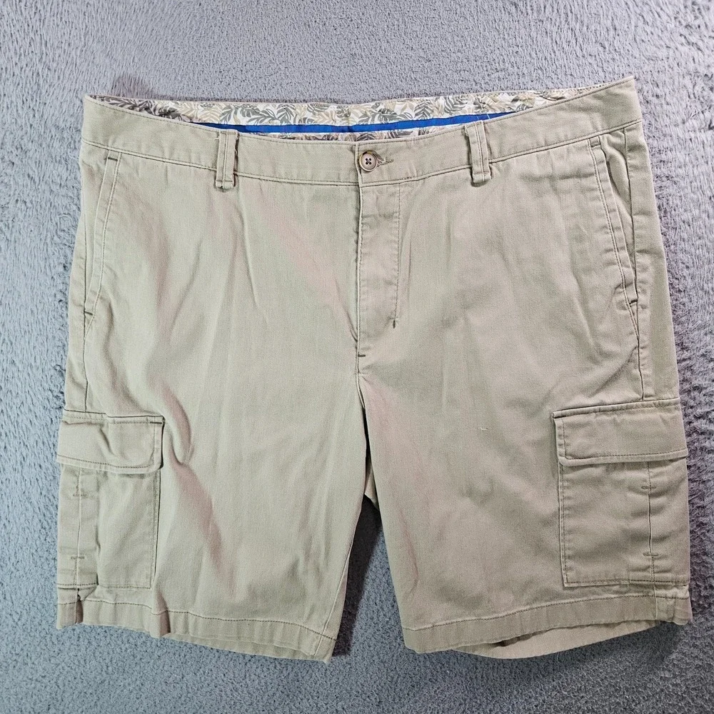 Tommy Bahama Cargo Shorts Men 40‎ Flat Front Cotton Light Khaki